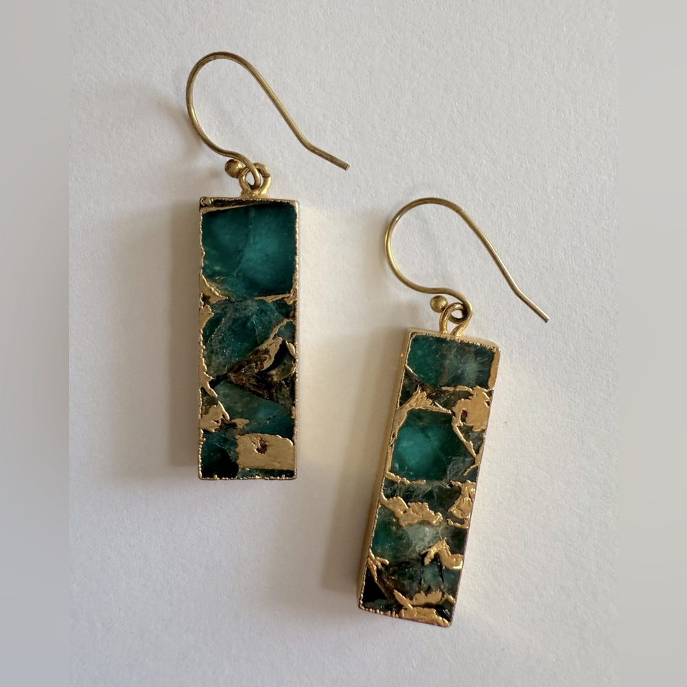 SAACHI Gemstone Rectangle Mojave Earrings - Dark Cyan - Picture 5 of 7